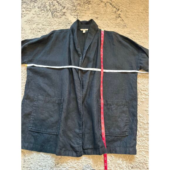 Eileen Fisher Black Linen Kimono Jacket Sz. Medium - Picture 4 of 12